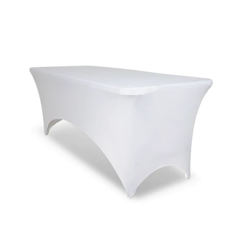 Buffet Rectangular Table with White Stretchable Cover