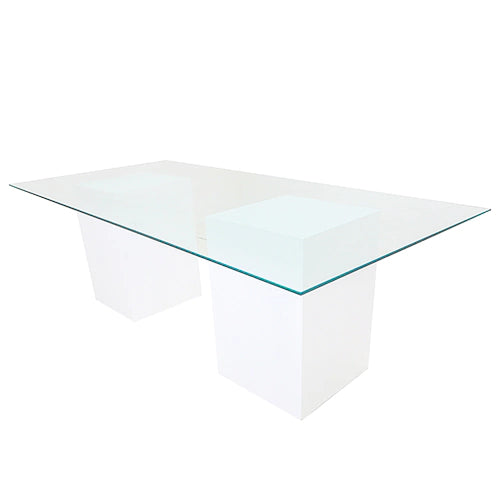 Azzurra Rectangular Glass Dining Table with White Bases