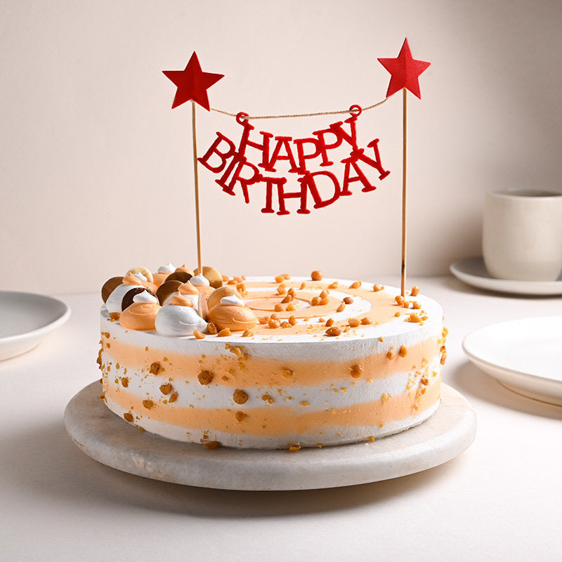 Butterscotch Cake With Birthday Topper