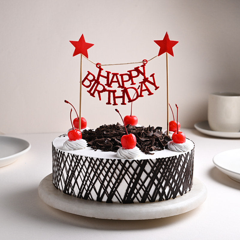 Decadent Black Forest Cake With Birthday Topper