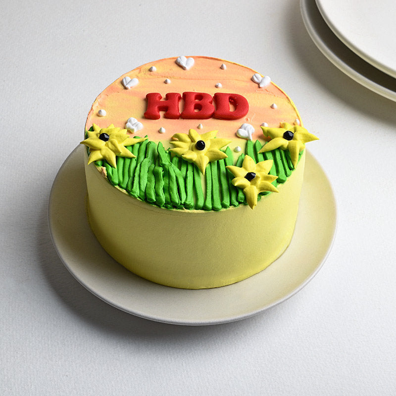 Vibrant Floral Birthday Mini Chocolate Cake 300gm